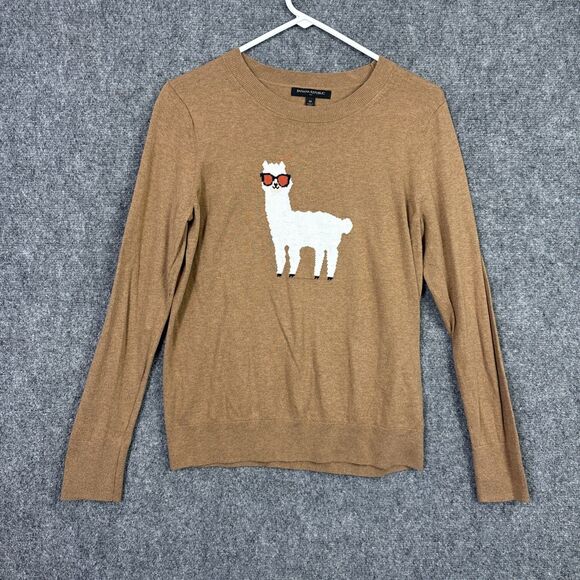 Banana Republic Tops - Banana Republic Sweater Top Blouse  Womens Size M Brown LLama Whimsy